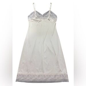 Vintage MOVIE STAR Nylon Ivory FULL DRESS SLIP  Lace Women's Size 32 Medium